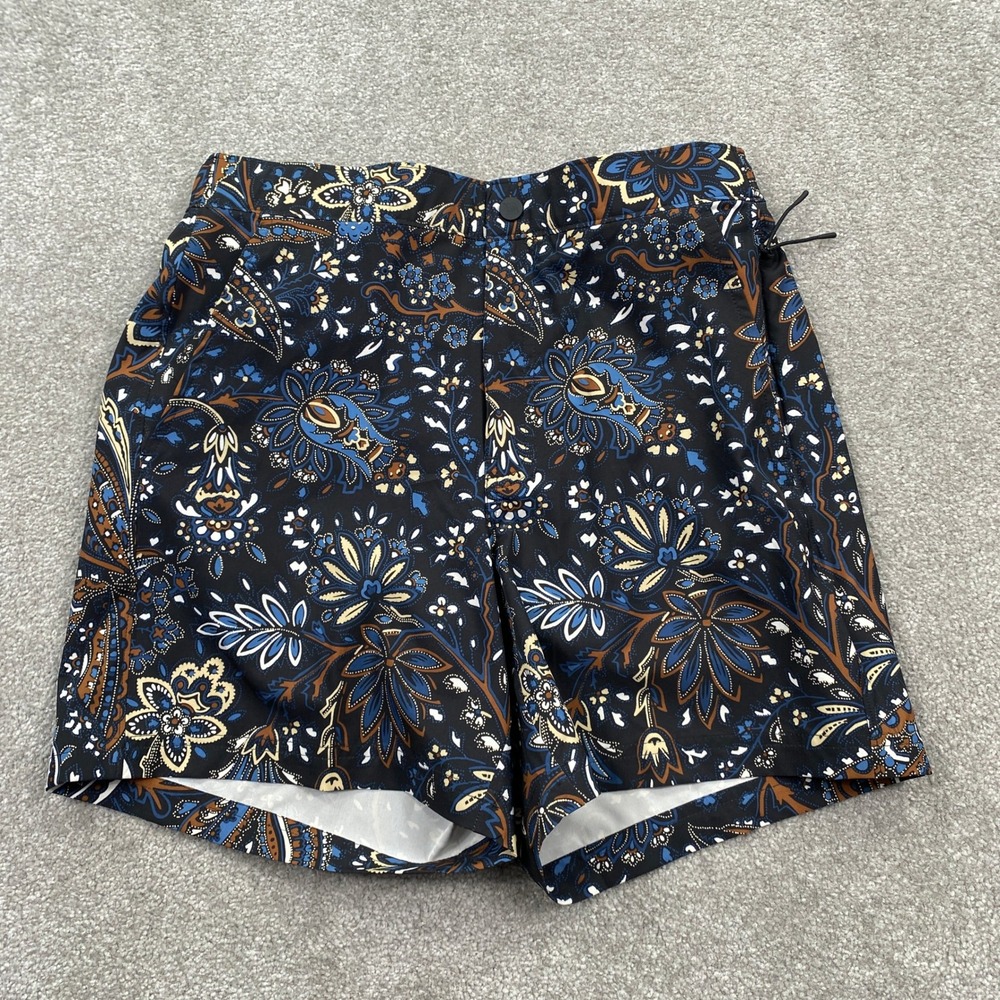 VRST Mens Resort Short 6" Wallflower Black Multi Paisley Relaxed Fit Small NEW